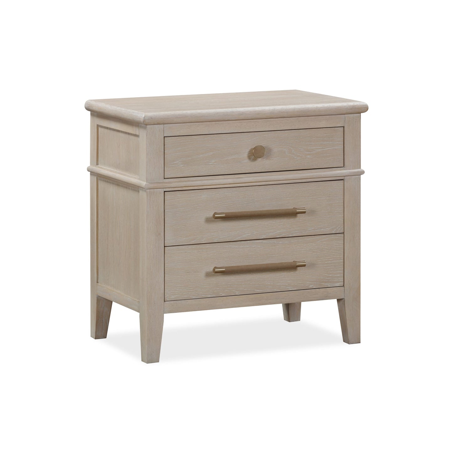 Modus Camden Three Drawer Oak Wood Nightstand in Chai