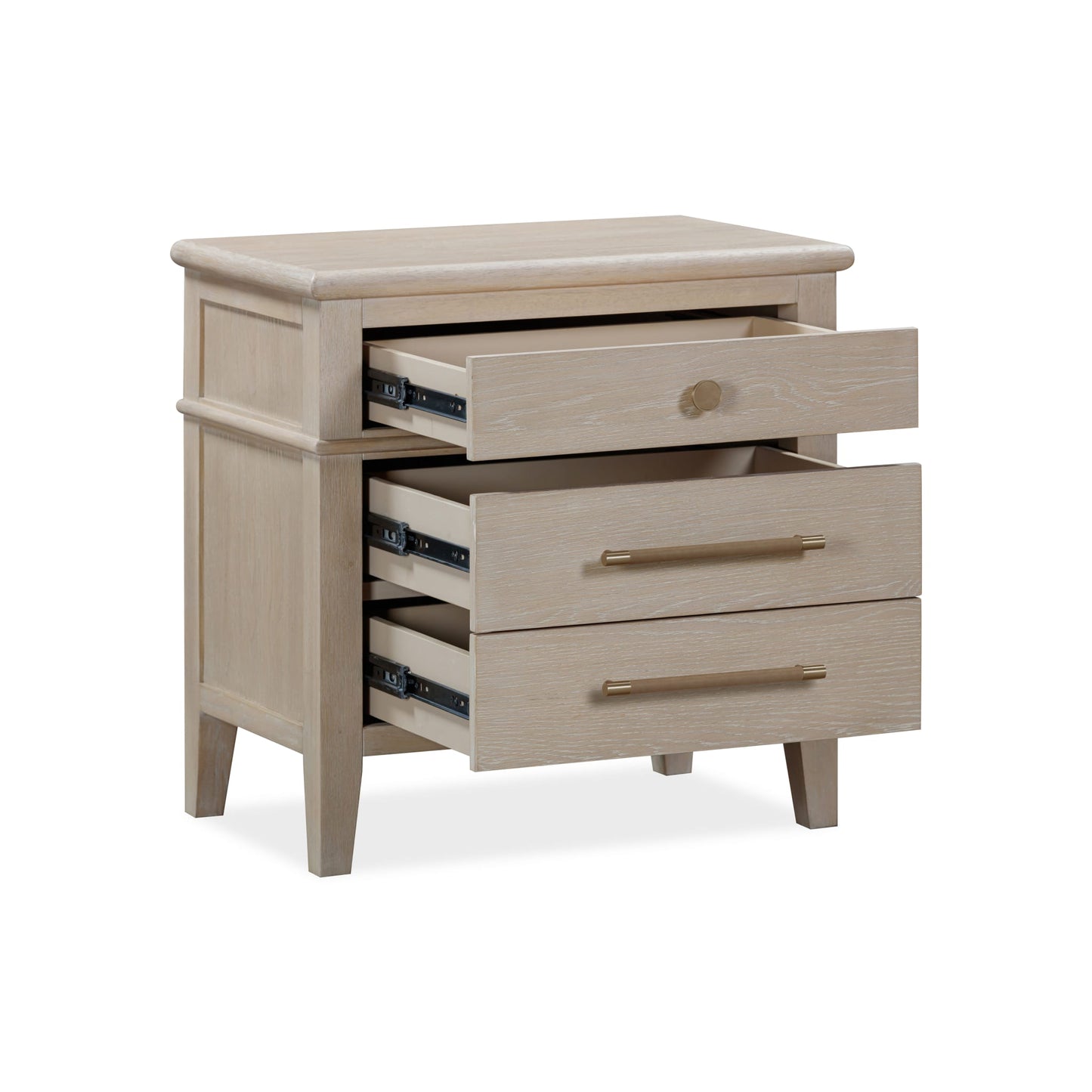 Modus Camden Three Drawer Oak Wood Nightstand in Chai