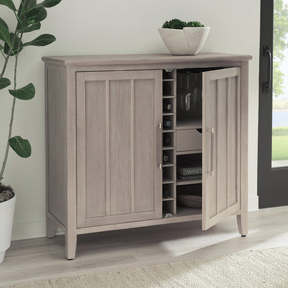 Modus Camden Two Door Two Drawer Bar Cabinet with Stemware Rack and Wine Rack in Chai