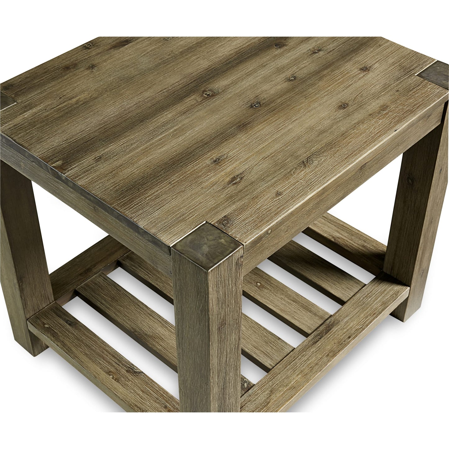 Modus Canyon Solid Wood Rectangular End Table in Washed Grey