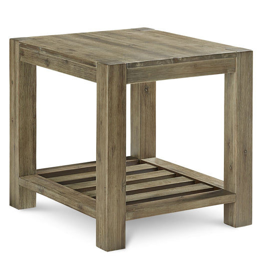 Modus Canyon Solid Wood Rectangular End Table in Washed Grey