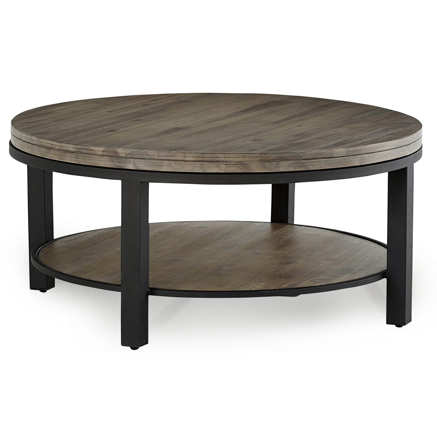 Modus Modus Canyon Solid Wood and Metal Round Coffee Table in Washed Grey
