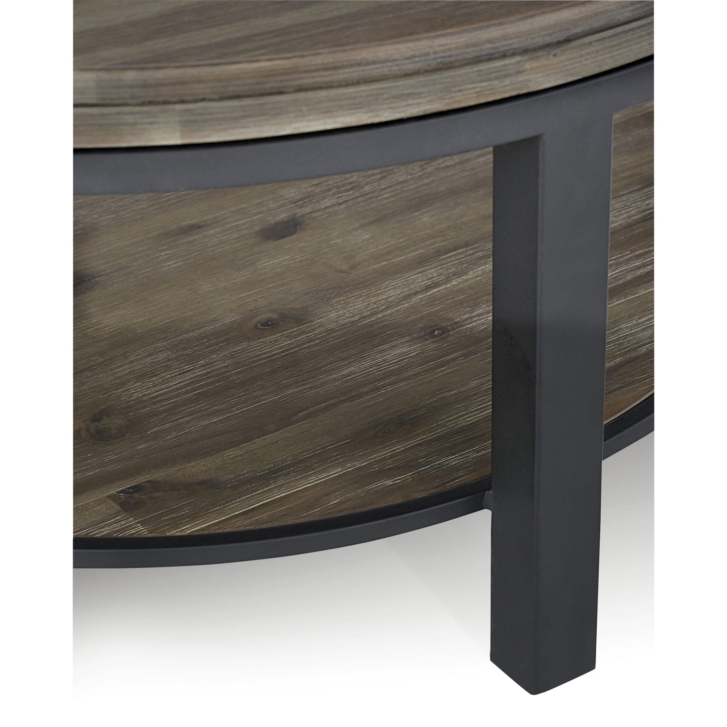 Modus Modus Canyon Solid Wood and Metal Round Coffee Table in Washed Grey