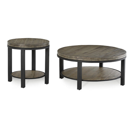 Modus Modus Canyon Solid Wood and Metal Round Coffee Table in Washed Grey