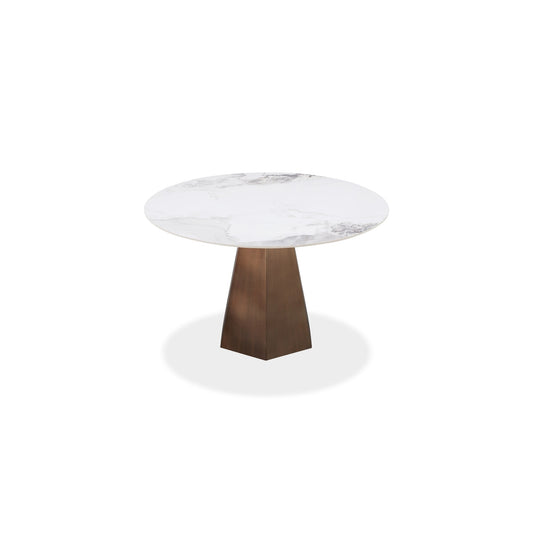 Modus Carmel Stone Top Round Dining Table in Chanelle and Bronze