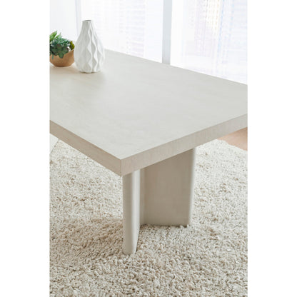 Modus Caye Stone Top Double Pedestal Dining Table with Ivory Cement Base