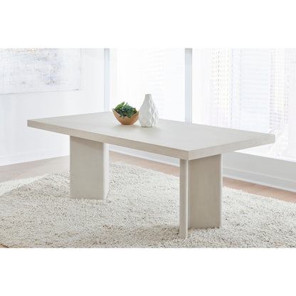 Modus Caye Stone Top Double Pedestal Dining Table with Ivory Cement Base
