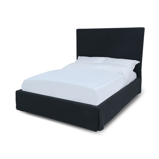 Modus Cheviot Upholstered Skirted Panel Bed in Iron