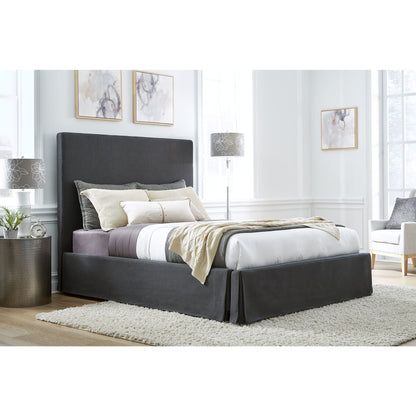 Modus Cheviot Upholstered Skirted Panel Bed in Iron