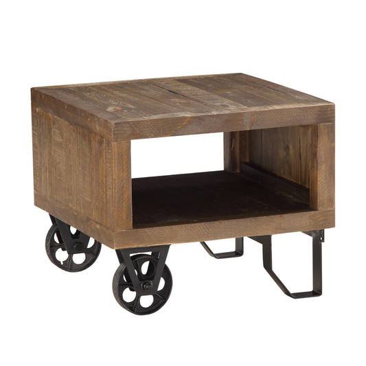 Modus Coalburn Reclaimed Wood Square Side Table in Russett Brown