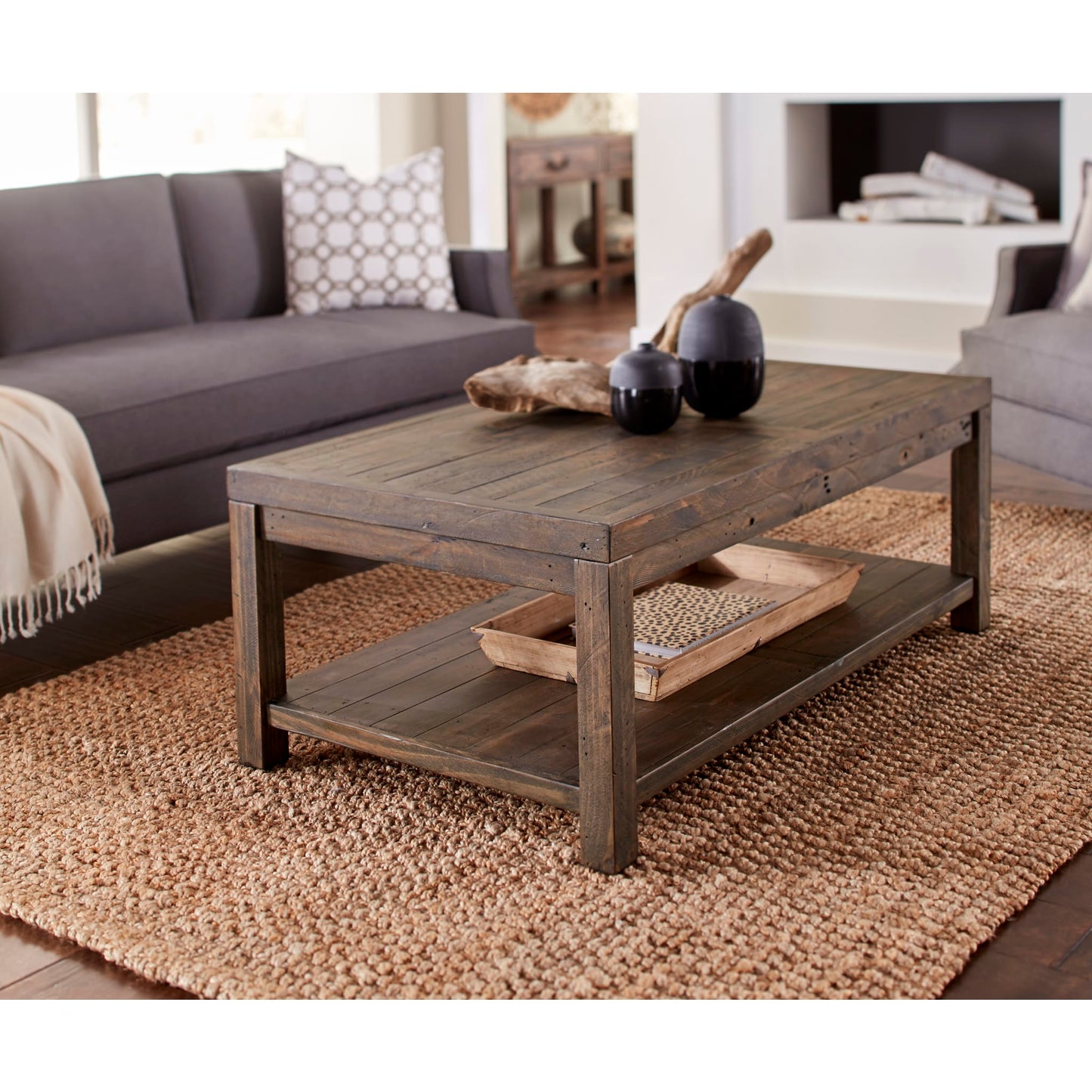 Modus Modus Craster Reclaimed Wood Rectangular Coffee Table in Smoky Taupe