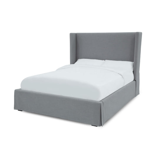 Modus Cresta Upholstered Skirted Panel Bed in Fog