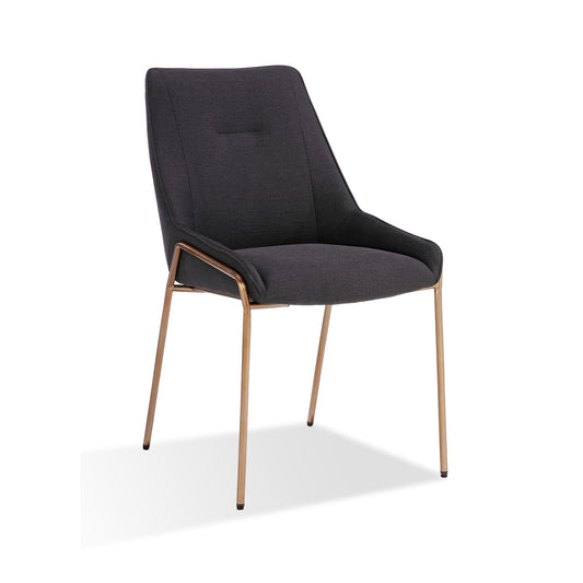 Modus Cyrus Upholstered Dining Chair in Coal Fabric and Brushed Bronze Metal