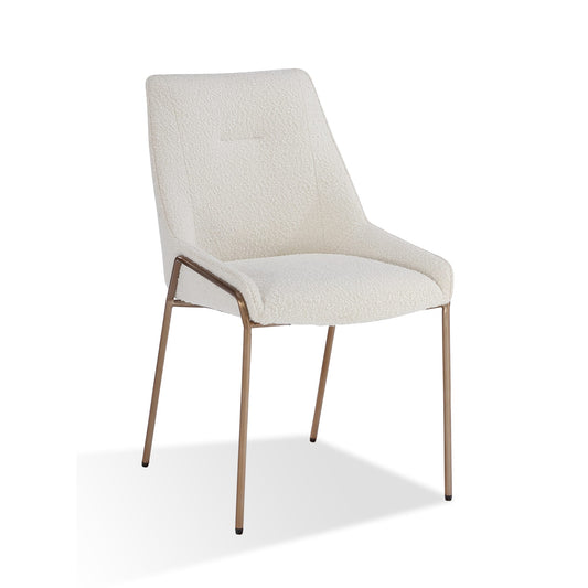 Modus Cyrus Upholstered Dining Chair in Cottage Cheese Boucle and Brushed Bronze Metal