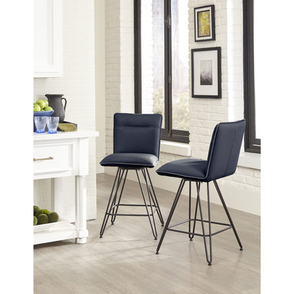 Modus Demi Hairpin Leg Swivel Counter Stool in Cobalt