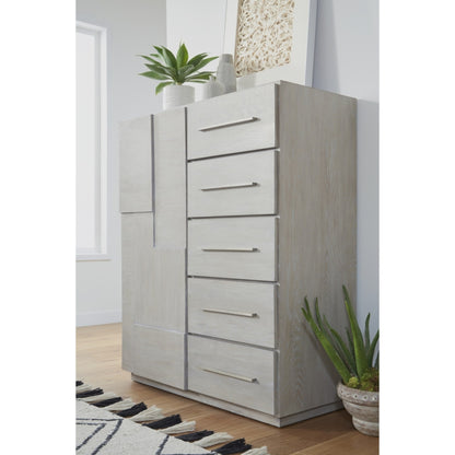 Modus Destination Five Drawer One Door Sweater Chest in Cotton Grey