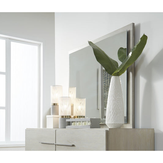 Modus Destination Floating Glass Mirror in Cotton Grey
