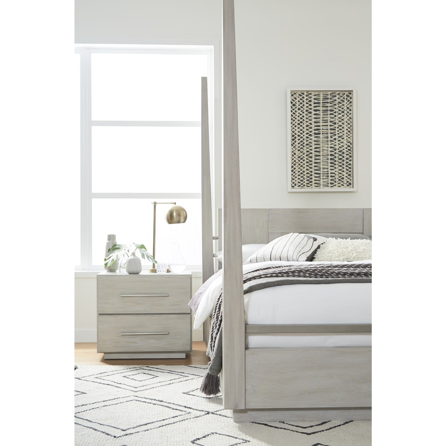 Modus Destination Two Drawer Nightstand in Cotton Grey