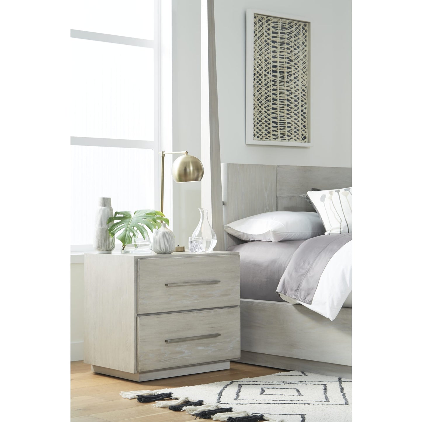 Modus Destination Two Drawer Nightstand in Cotton Grey