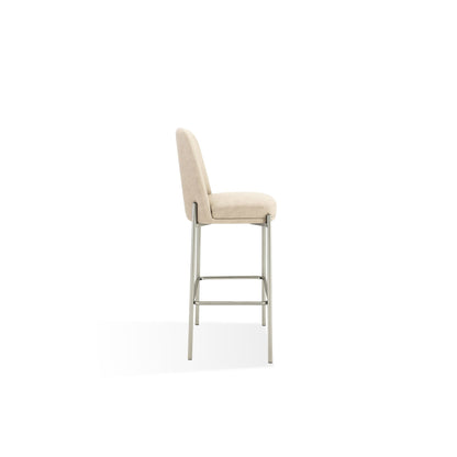 Modus Dion Upholstered Bar Stool in Camel Synthetic Leather and Brushed Nickel Metal
