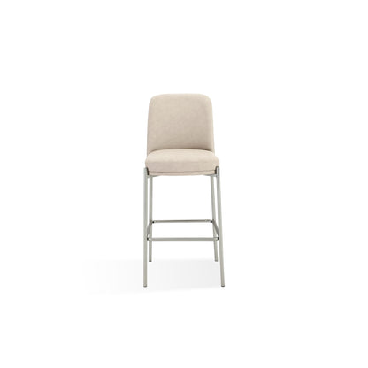 Modus Dion Upholstered Bar Stool in Camel Synthetic Leather and Brushed Nickel Metal