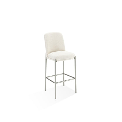 Modus Dion Upholstered Bar Stool in Natural Light Linen and Brushed Nickel Metal