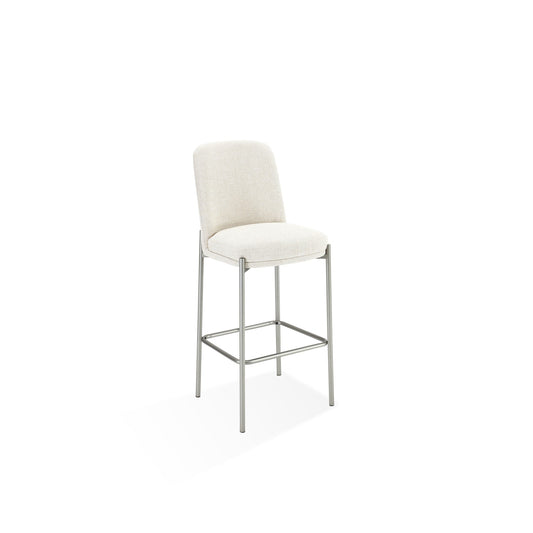 Modus Dion Upholstered Bar Stool in Natural Light Linen and Brushed Nickel Metal