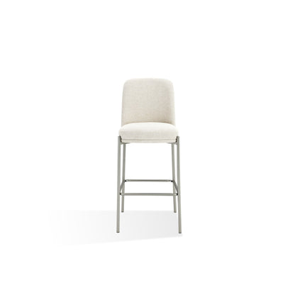 Modus Dion Upholstered Bar Stool in Natural Light Linen and Brushed Nickel Metal