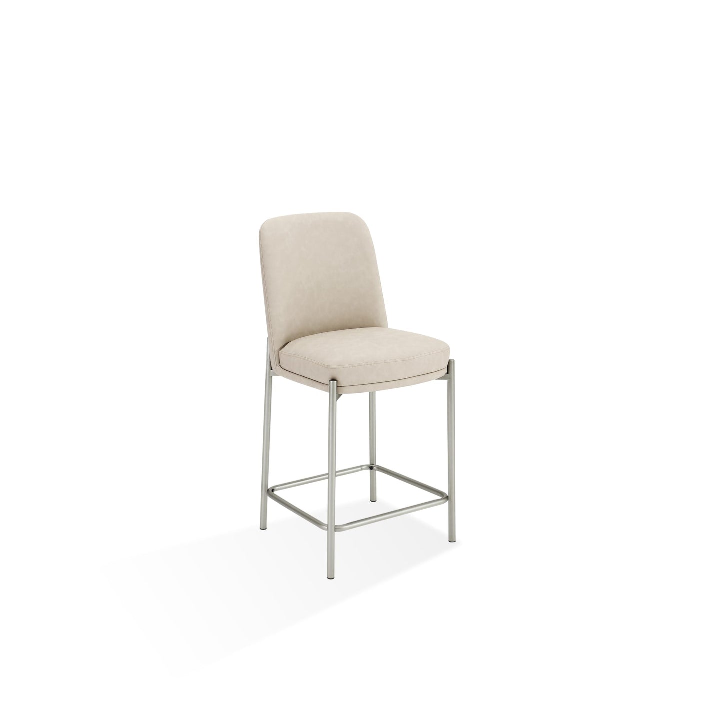 Modus Dion Upholstered Counter Stool in Camel Synthetic Leather and Brushed Nickel Metal