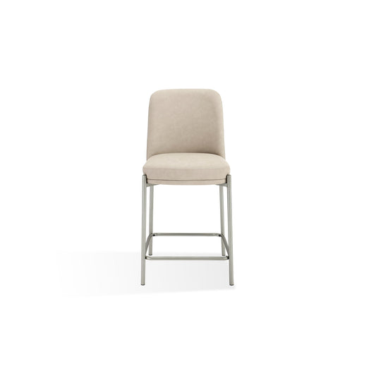 Modus Dion Upholstered Counter Stool in Camel Synthetic Leather and Brushed Nickel Metal