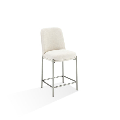 Modus Dion Upholstered Counter Stool in Natural Light Linen and Brushed Nickel Metal