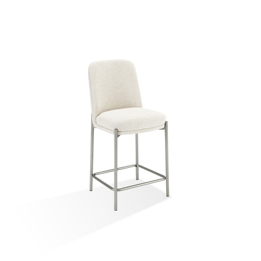 Modus Dion Upholstered Counter Stool in Natural Light Linen and Brushed Nickel Metal