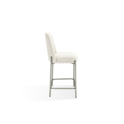 Modus Dion Upholstered Counter Stool in Natural Light Linen and Brushed Nickel Metal