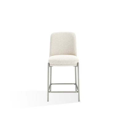 Modus Dion Upholstered Counter Stool in Natural Light Linen and Brushed Nickel Metal