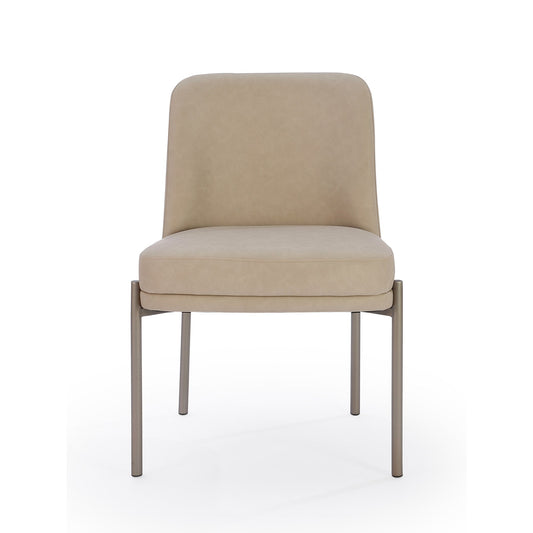 Modus Dion Upholstered Dining Chair in Camel Synthetic Leather and Brushed Nickel Metal