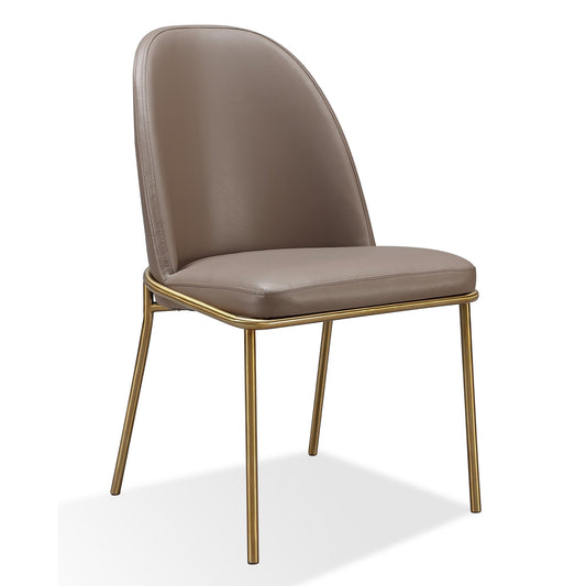 Modus Doheny Leather Upholstered Metal Leg Dining Chair in Boots and Brass