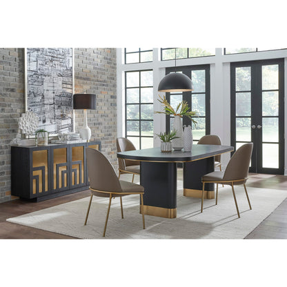 Modus Doheny Wood and Metal Oval Dining Table in Black and Brass