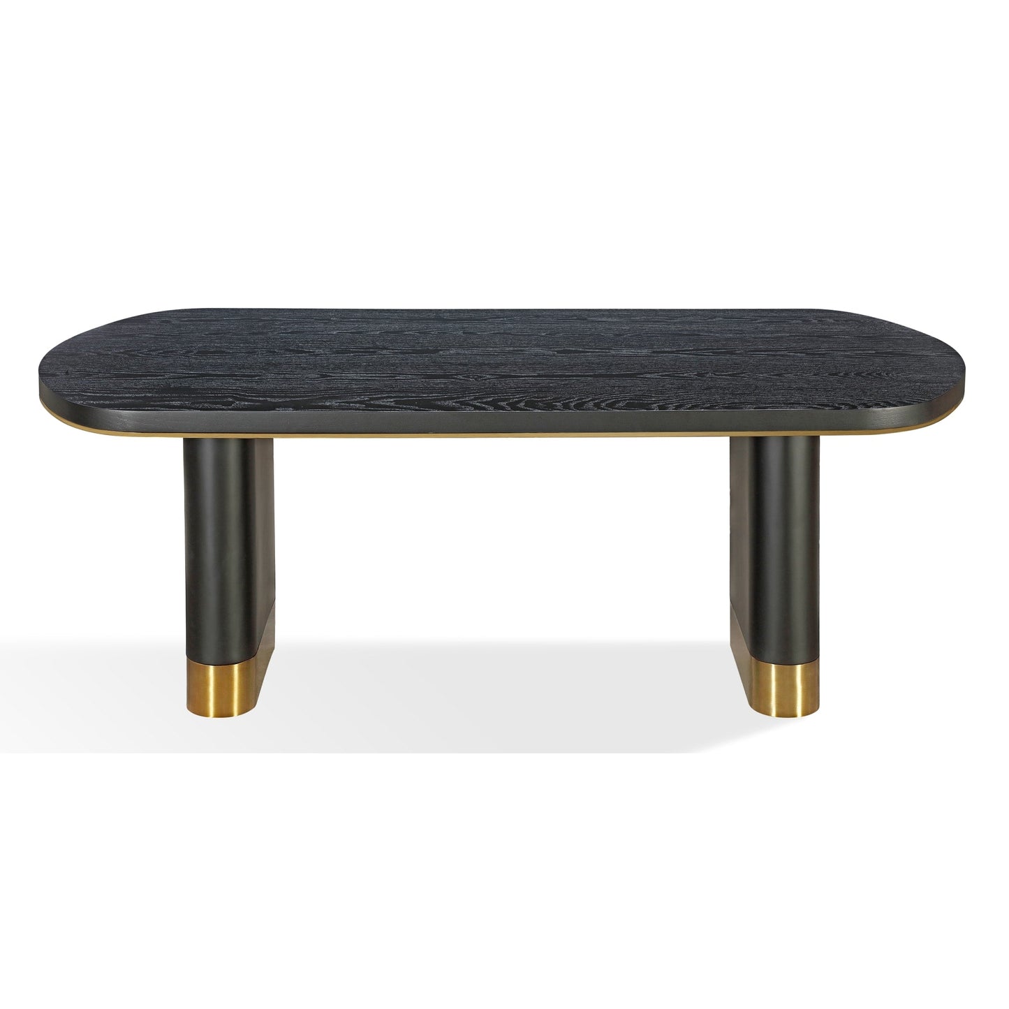 Modus Doheny Wood and Metal Oval Dining Table in Black and Brass
