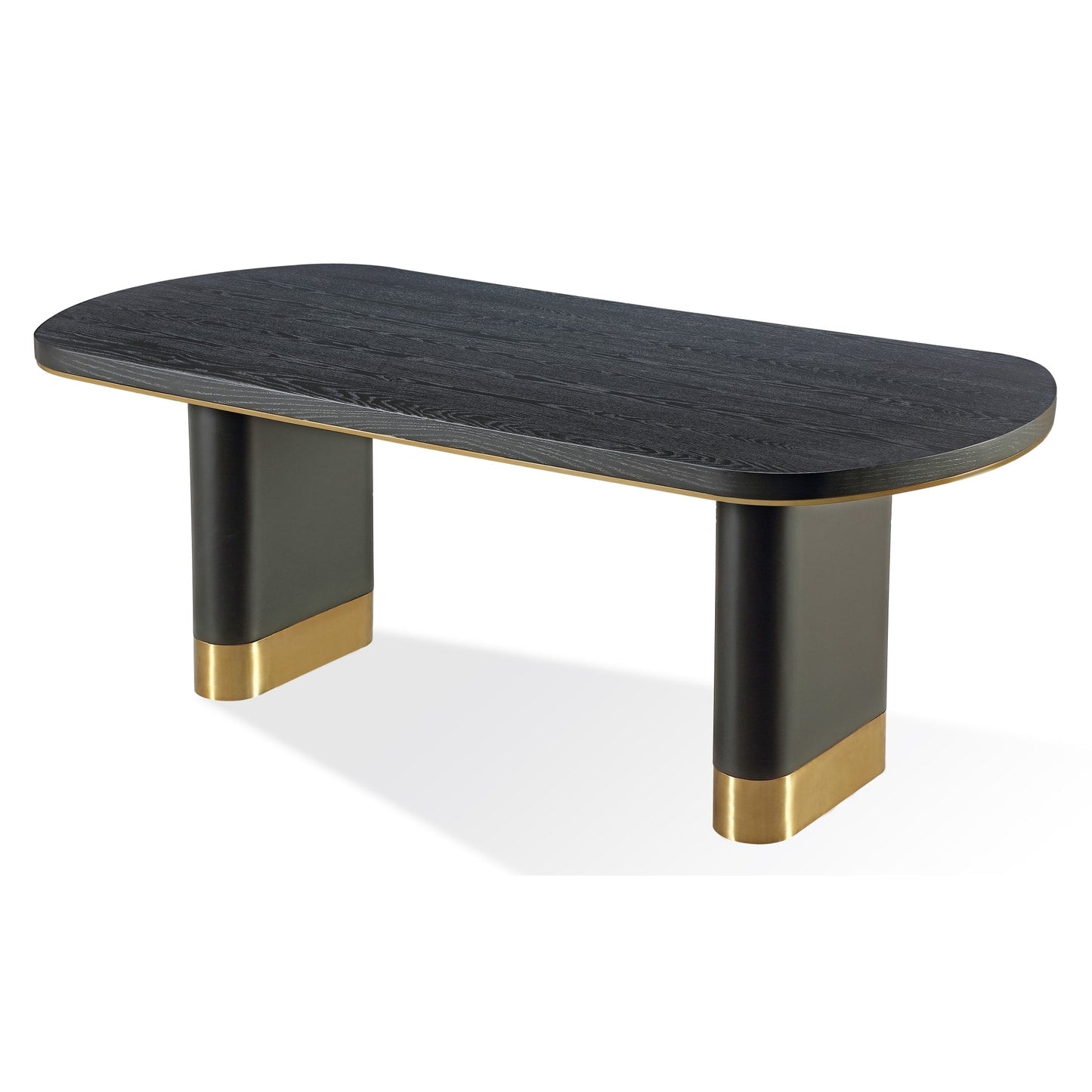 Modus Doheny Wood and Metal Oval Dining Table in Black and Brass