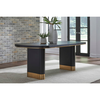 Modus Doheny Wood and Metal Oval Dining Table in Black and Brass