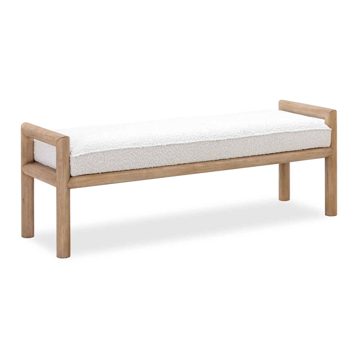 Modus Dorsey Boucle Upholstered Wooden Bench in Granola and Ricotta