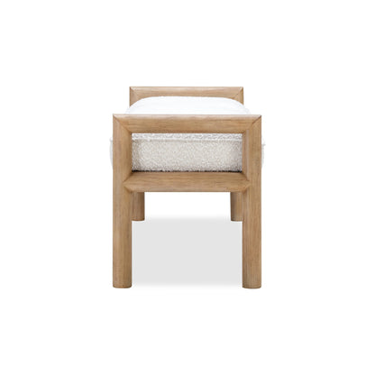 Modus Dorsey Boucle Upholstered Wooden Bench in Granola and Ricotta