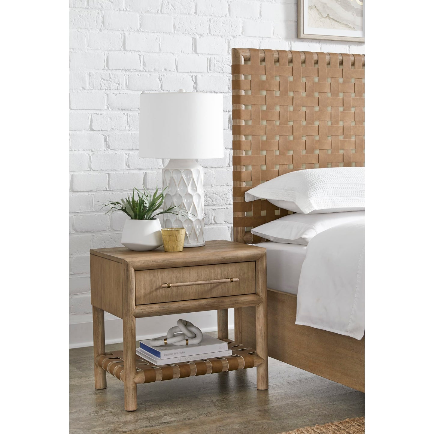 Modus Dorsey One Drawer USB-charging Nightstand in Granola