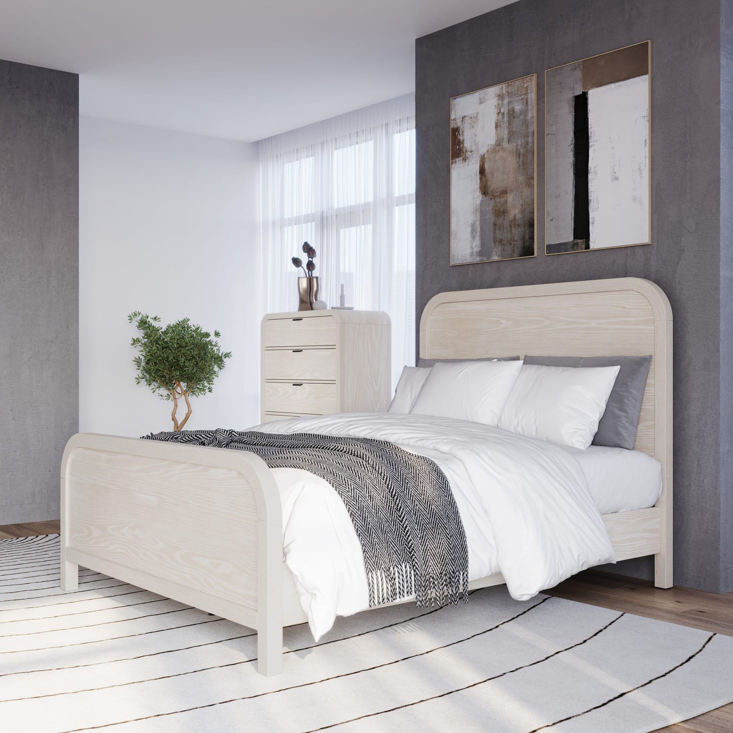 Modus Drake Wood Platform Bed in Sugar