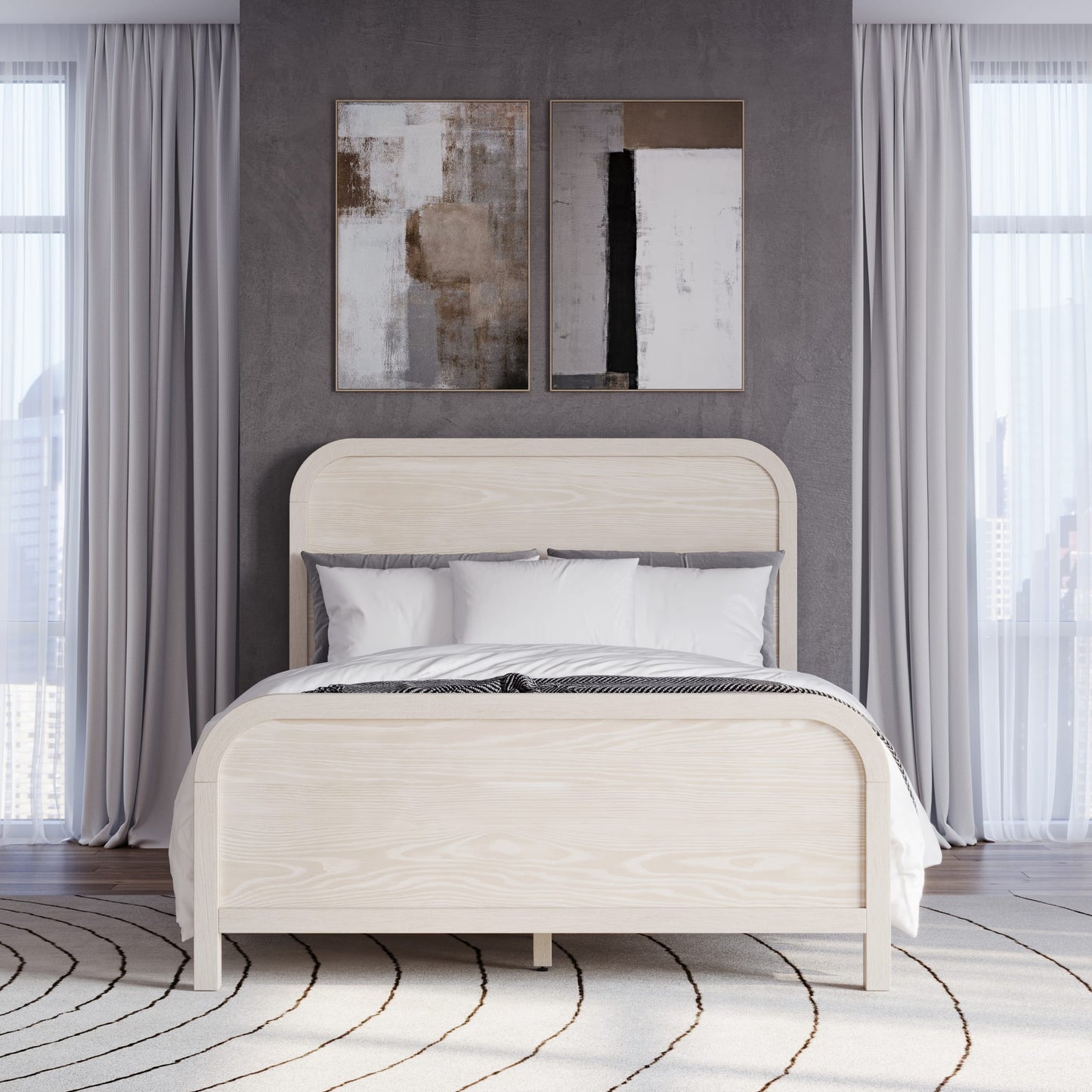 Modus Drake Wood Platform Bed in Sugar