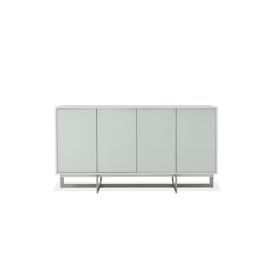 Modus Eliza Cracked Glass Sideboard in Brushed Stainless in White and Brushed Stainless Steel