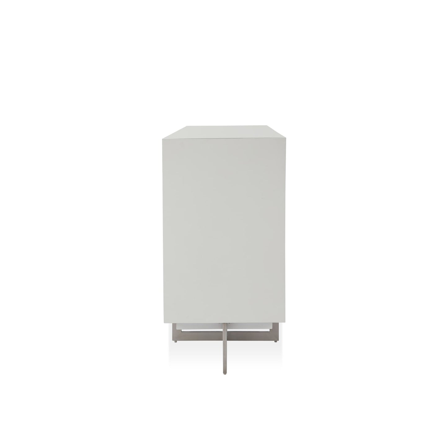 Modus Eliza Cracked Glass Sideboard in Brushed Stainless in White and Brushed Stainless Steel