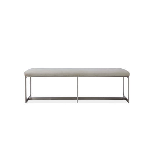 Modus Eliza Upholstered Dining Bench in Dove and Brushed Stainless Steel