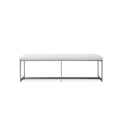 Modus Eliza Upholstered Dining Bench in Pearl and Brushed Stainless Steel