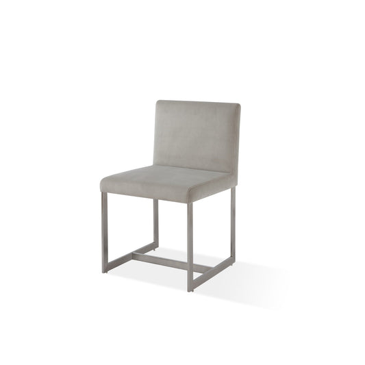 Modus Eliza Upholstered Dining Chair in Dove and Brushed Stainless Steel